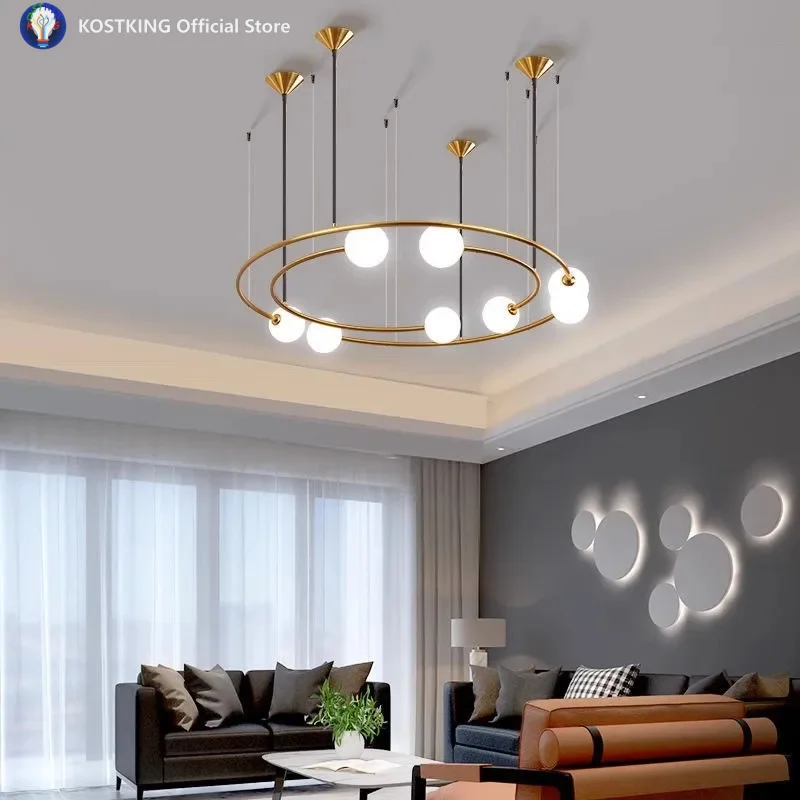 مصمم الحديثة الحد الأدنى التعميم قلادة مصباح LED غرفة المعيشة كوكب المدار كرة زجاجية مطعم غرفة نوم الديكور الإبداعي #4