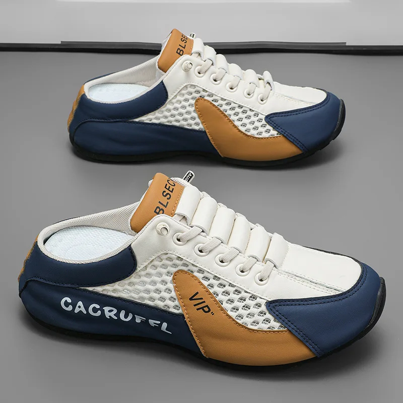 

Men Half Slippers Summer Breathable Mesh Slippers Soft Sole Support Baotou Half Slippers Men Casual Sneakers Large Size47 Tennis