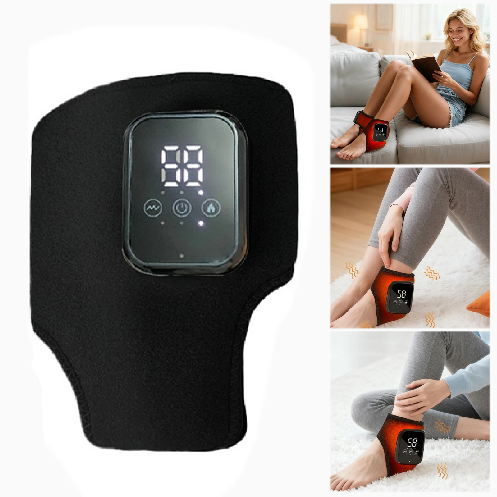 

Ankle Massager with 3 Heat Settings Foot Warmer Cordless Foot Massager for Ankle Heel Sole Arch