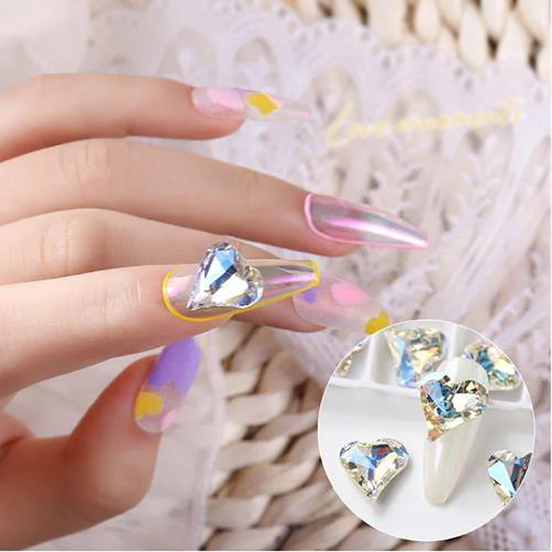 Moonlight Color Best Quality Rhinestone Different Sizes Shapes Crystal Glass 3D Pointed Back Nail Art Stones Shiny Decoration