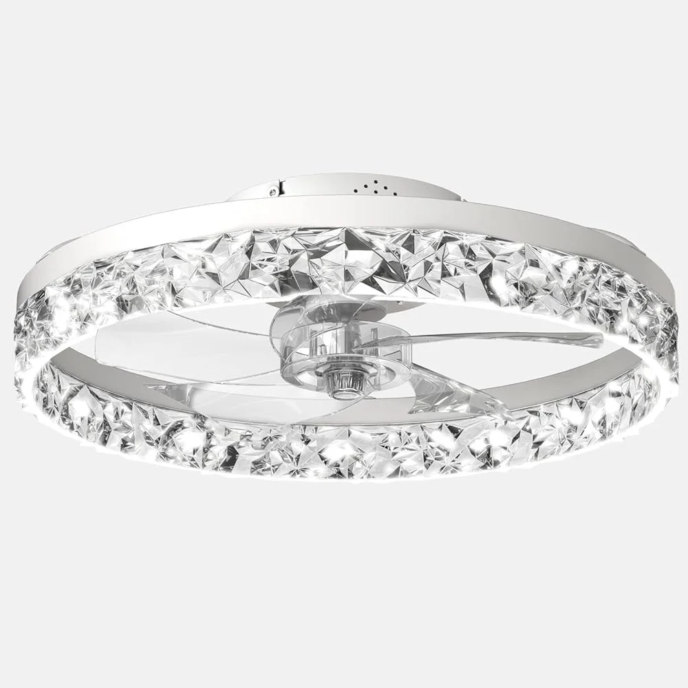 Low-Profile-Deckenventilator mit Lichtern, ferngesteuert, dimmbar, für den Innenbereich, Unterputzmontage, energiesparend, umkehrbar, leise Luftzirkulation, Heimdekoration