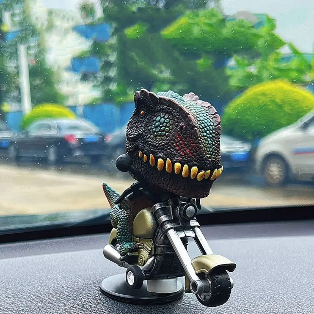 

Driving Motorcycle 360° Rotating Dinosaur Model Miniatures Simulation Animal Car Animal Figurines Cartoon Craft Decor