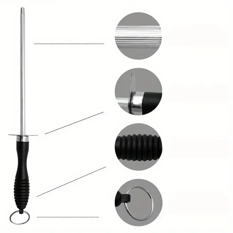 1PC Spitzer Stange Carbon Stahl Messer Langlebig Einfach zu verwenden mit Nicht-Slip Griff Schärfen Klinge Stange messer Küche Werkzeuge – Detail 6