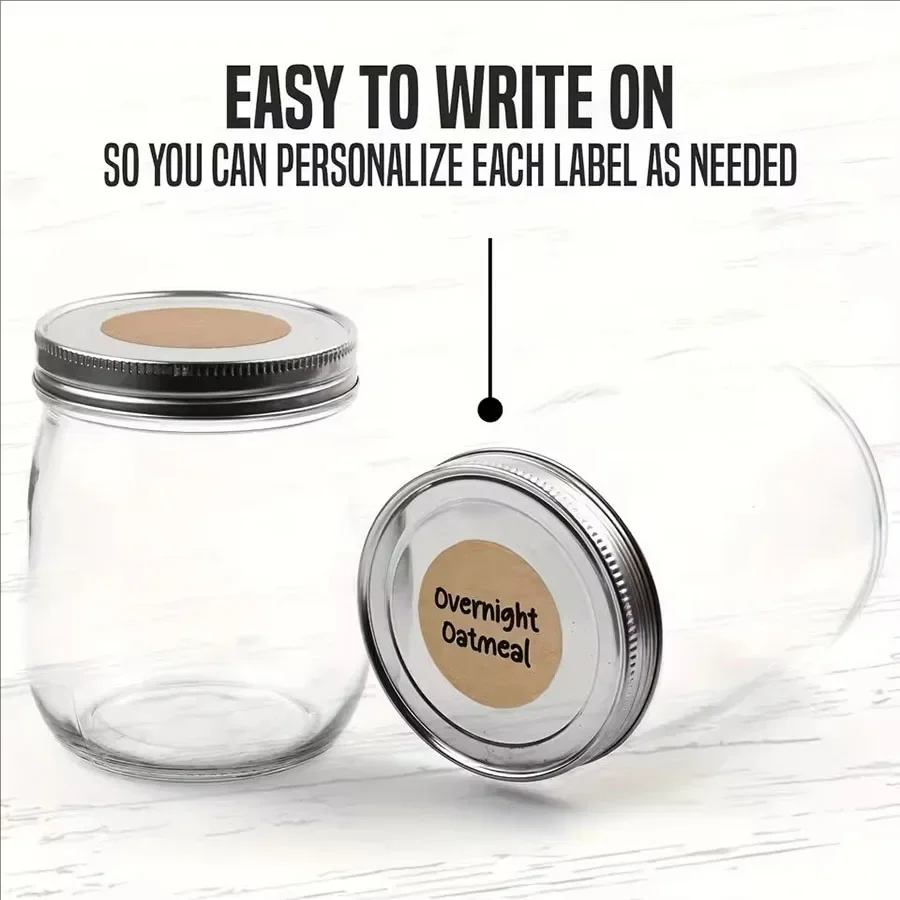 500 Pcs / 1 Roll ，kraft Round Self-adhesive Label Paper Items Classification Name Stickers Personalized Labels