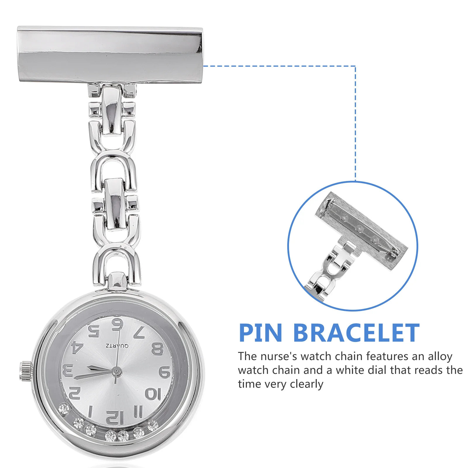1 قطعة جيب الماس للنساء سبيكة كوارتز كليب على التمريض ساعة كبيرة الهاتفي ممرضة فوب ساعة معلقة المرأة الممرضات المألوف #4