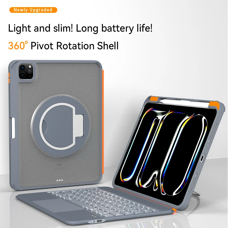 2025 New Upgraded 360° Rotating Stand Tablet Case-Ultra Thin,Long-Lasting,Detachable Keyboard for iPad 11″A16,Air/Pro11″,Air 4/5