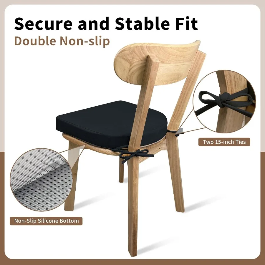 وسائد كرسي لكراسي الطعام، عبوة من 2 وسائد مقعد إسفنجية عالية الكثافة 35D لكراسي المطبخ مع أربطة غير قابلة للانزلاق وقابلة للإزالة #5