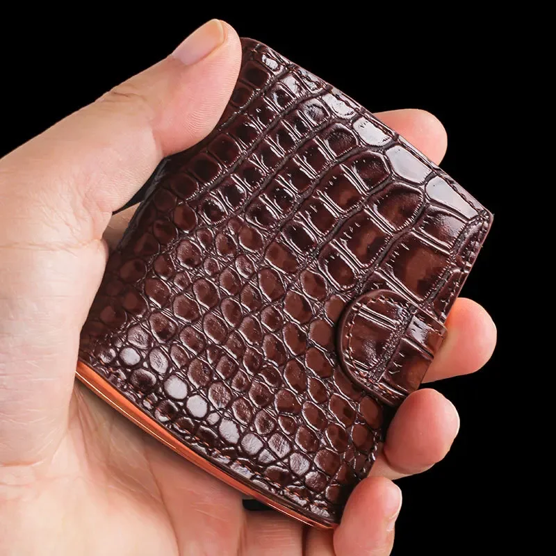 Leather Flip Up Cigarette Box Portable Moisture-Proof Pressure-Resistant 10-Cigarette Holder Clip