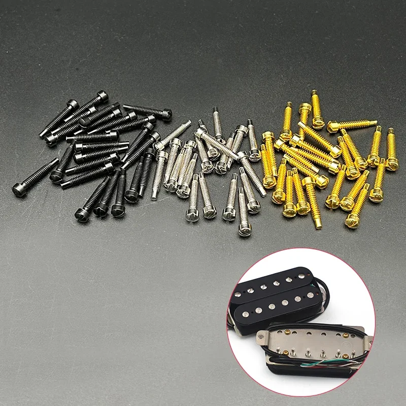 60Pcs/Lot 3x21MM Slotted Screw Polepiece Pole Screws Guitar Pickup Parts Screw Rods 21mm Lenght 3mm Diameter Black/Gold/Chrome