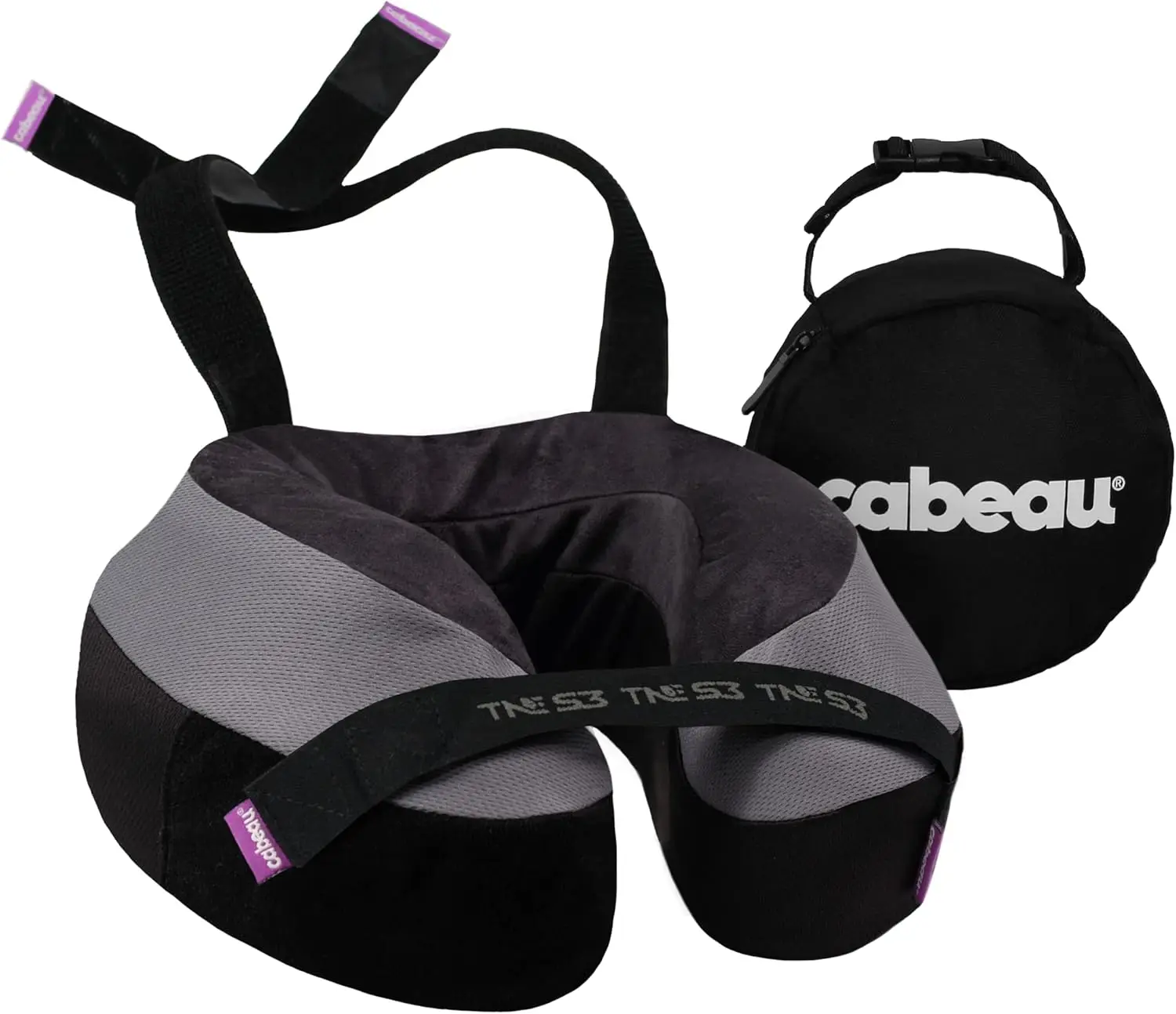 

Travel Neck Pillow for Airplanes, Memory Foam Support for Long Flights with Seat Straps and 360 Comfort, Berlin Grey