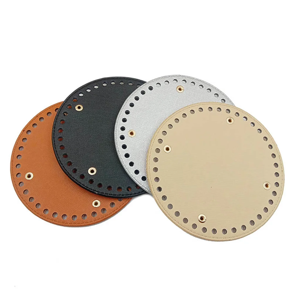 

Durable 14cm Round PU Bag Bottom Crochet Sewing DIY Material White Bag Bottom Protector Base for Handmade Purse