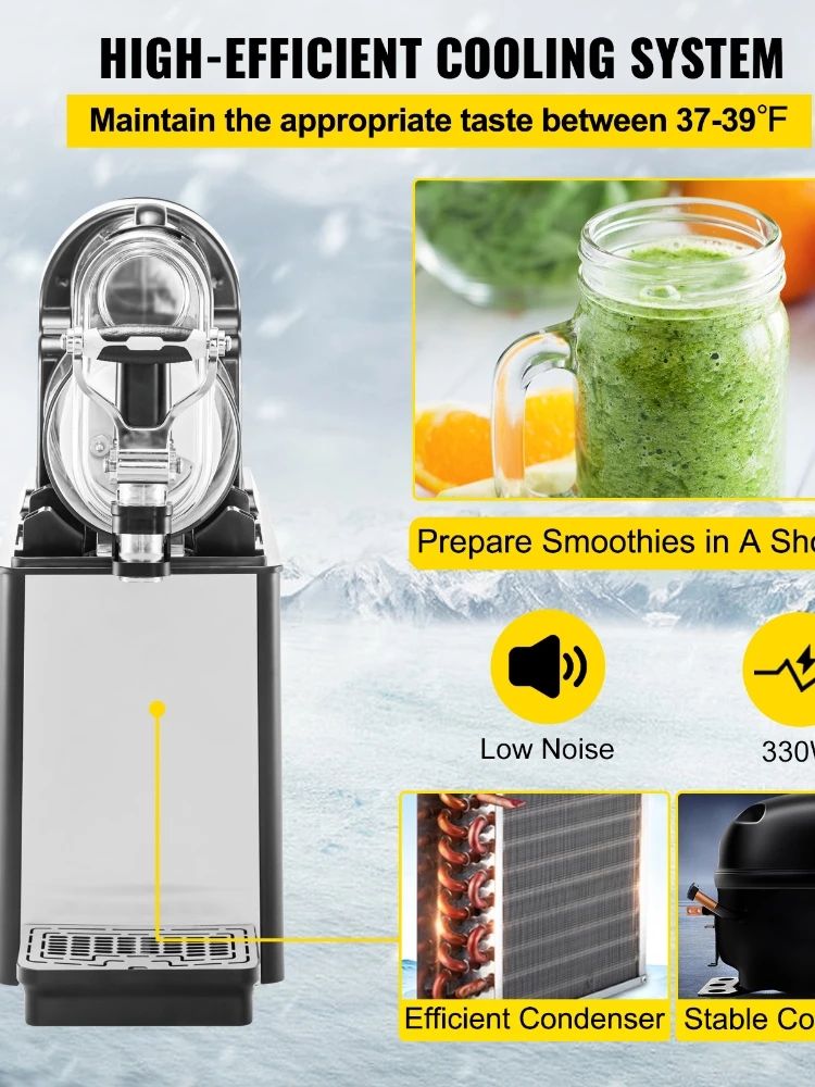 Commercial Slushie Machine Home Slush Maker Frozen Drink Dispenser Ice-Cool Juice Smoothie Granita Vending Machine