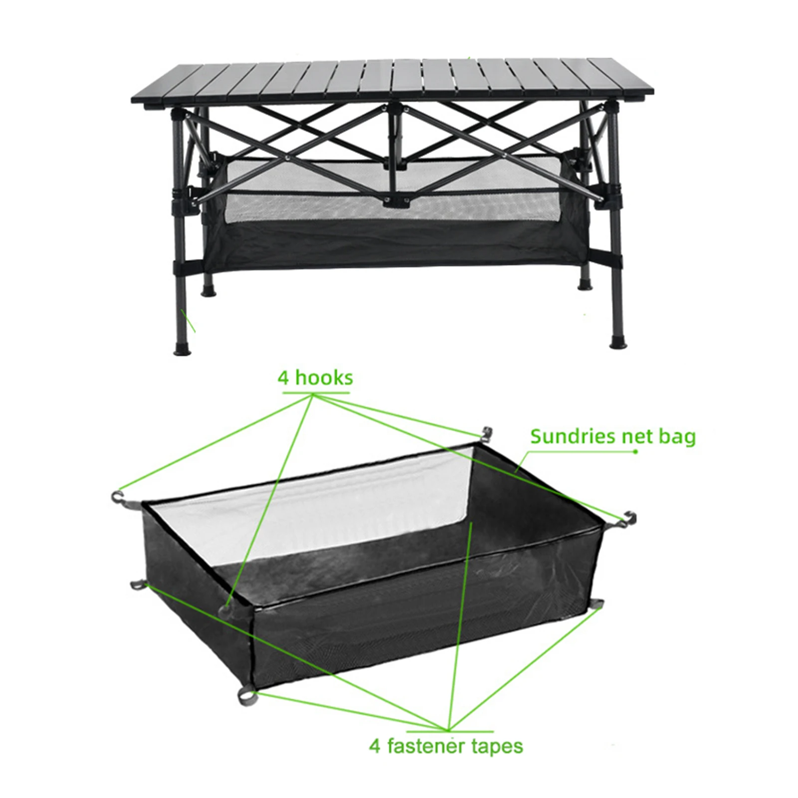 1pc Camping Table Hanging  Net Basket For Camping Table  Rack Bag Net Bag Under  Table Storage Bag Outdoors  Cookware Organizer