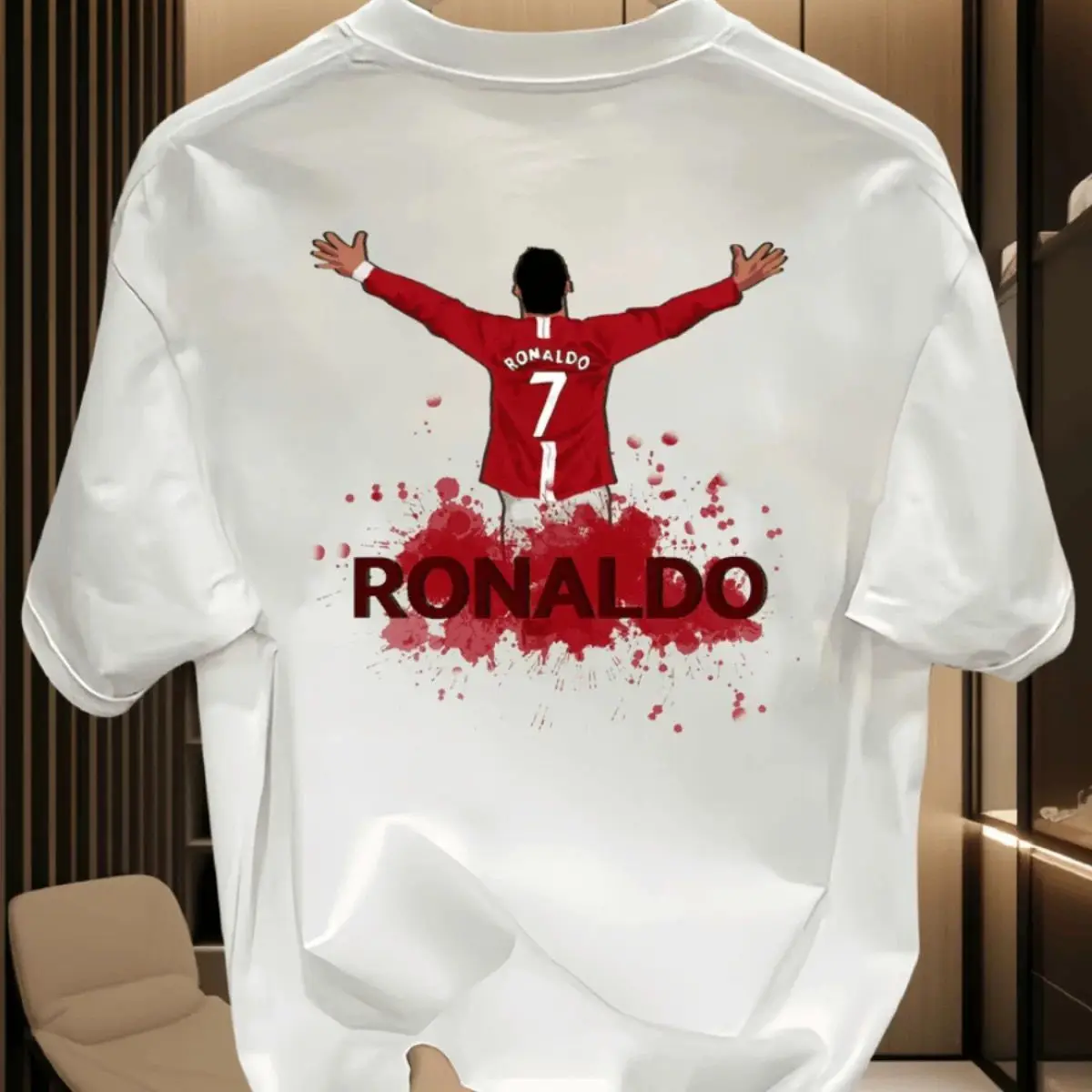 تي شيرت كريستيانو رونالدو لكرة القدم للجنسين من القطن برقبة دائرية وأكمام قصيرة لرابطي كرة القدم الأمريكية الرائعة #2