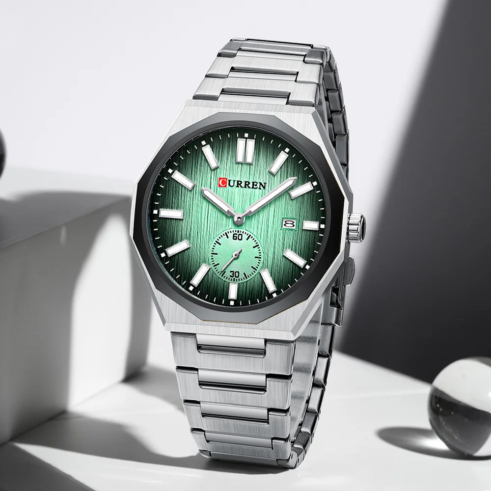 CURREN Luxury Trendy Man Wristwatch Waterproof Stainless Steel Luminous Men Watch Date Week Fashion Quartz Men's Watches Reloj
