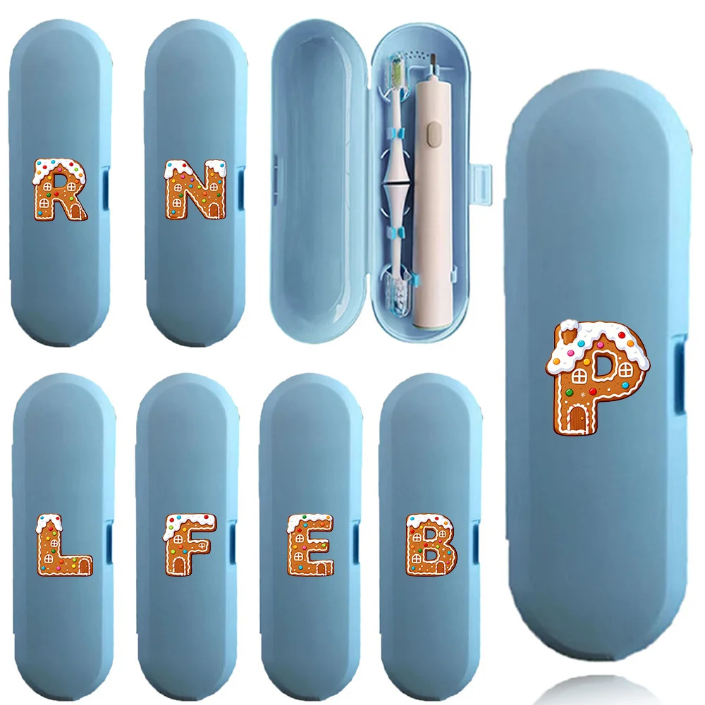 

Electric Toothbrush Portable Storage Case Durable Toothbrush Protective Cover with Air Holes Gingerbread Letter Pattern