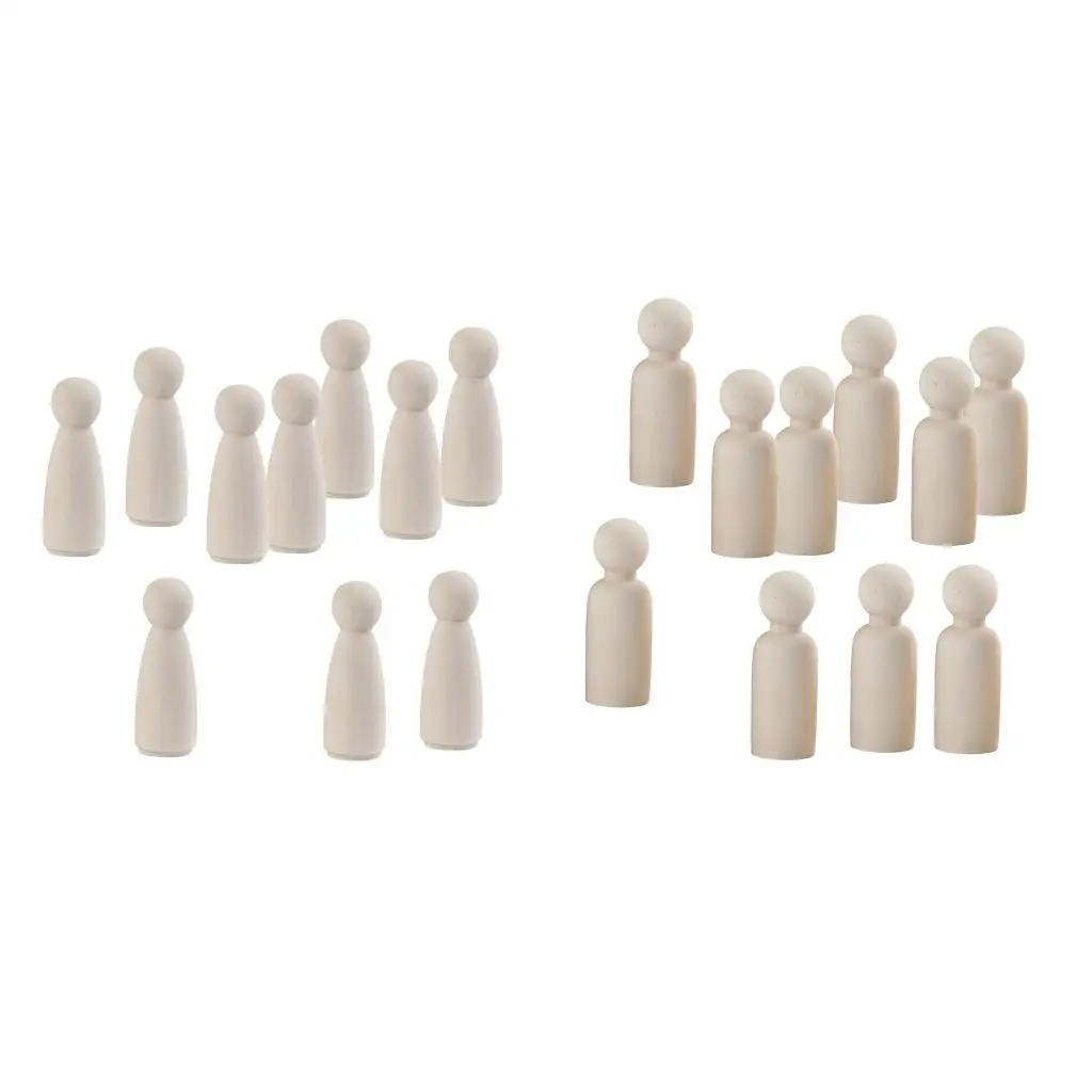 10Pc Niepomalowane Art Drewniane Ludzie Peg Lalki Rzemiosło Figurka Mężczyźni/Kobieta Peg Doll