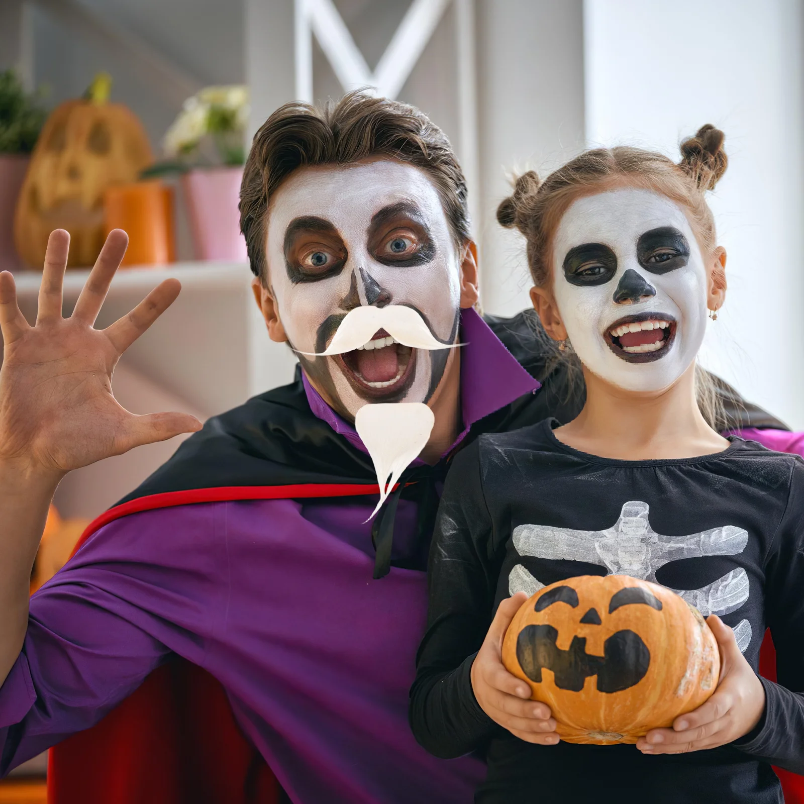 2 set Barba bianca Costume da uomo anziano Prop Capelli facciali finti realistici per la festa di Natale di Halloween Cosplay Vestito da Babbo Natale