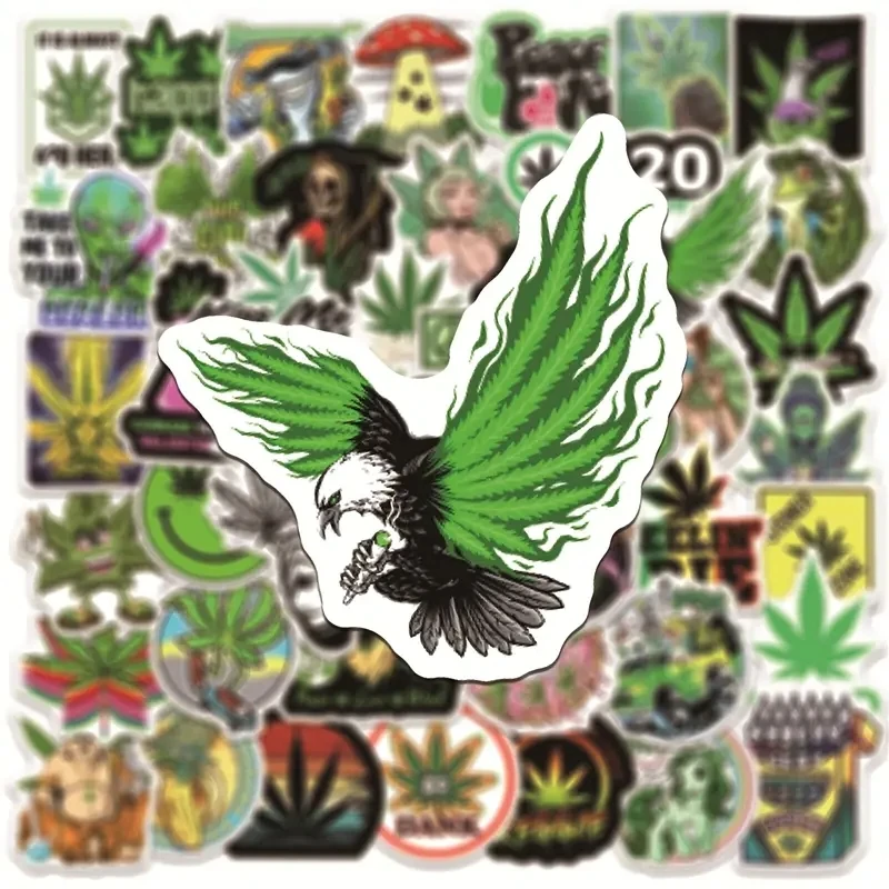 100PCS Weed Marijuana Leaves Plant Vinyl Stickers Decal For Bottles Waterproof Laptop Skateboard Computer Car Bike