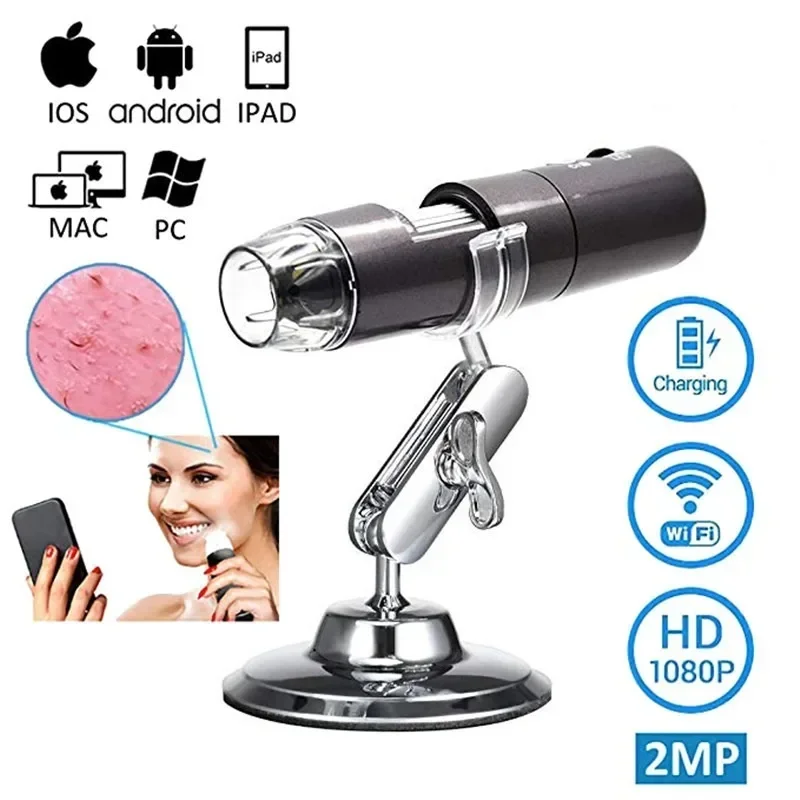 WiFi Electron Kid Microscope Prostoremer 1000X 2megapixel 1000x ingrandimento Video 8 LED Light Mini telecamera portatile endoscopio