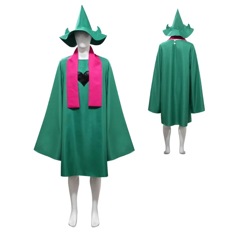 Hot New Ralsei Cosplay Hoodie Cloak Top Deltarune Cosplay Cape Outfit with Hat Scarf Halloween Costume