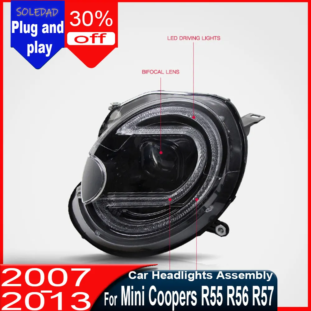 Car Headlights for Mini Cooper R55 R56 R57 R58 R59 Headlight 2007 2008 2009-2013 Headlamp DRL Signal Projector Lens Automotive