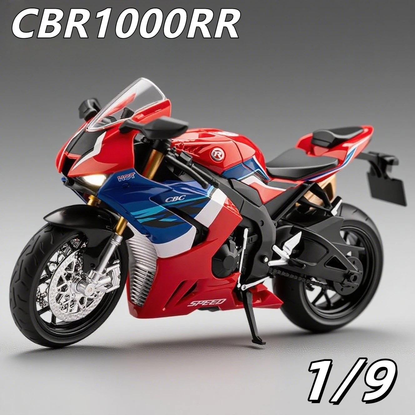 

1:9 CBR1000RR-R Fire Blade, имитация сплава, модель мотоцикла, амортизаторы, коллекция звуков и света, игрушечный автомобиль, подарок для ребенка