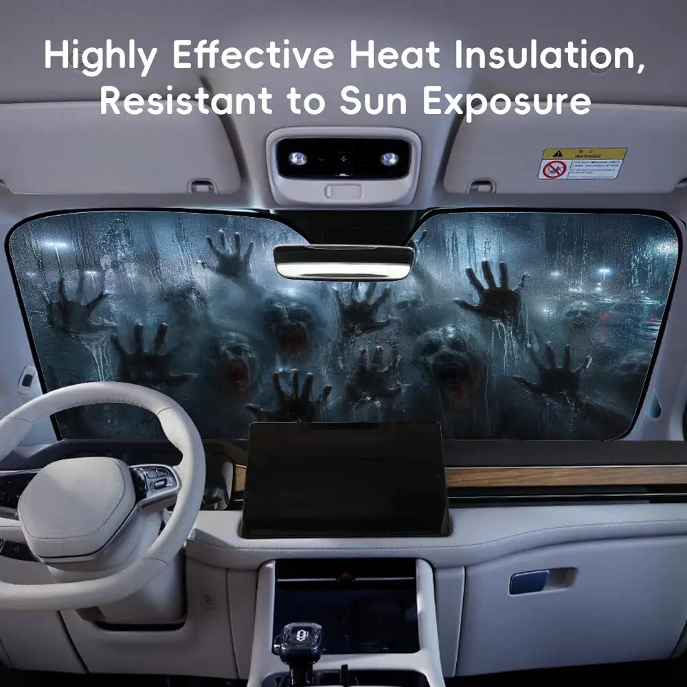 Trapped Zombie Glass Horde Sun Visor Car Sun Shade Front Windshield Coverings Blocker Auto Protector Window Visor Screen Cover