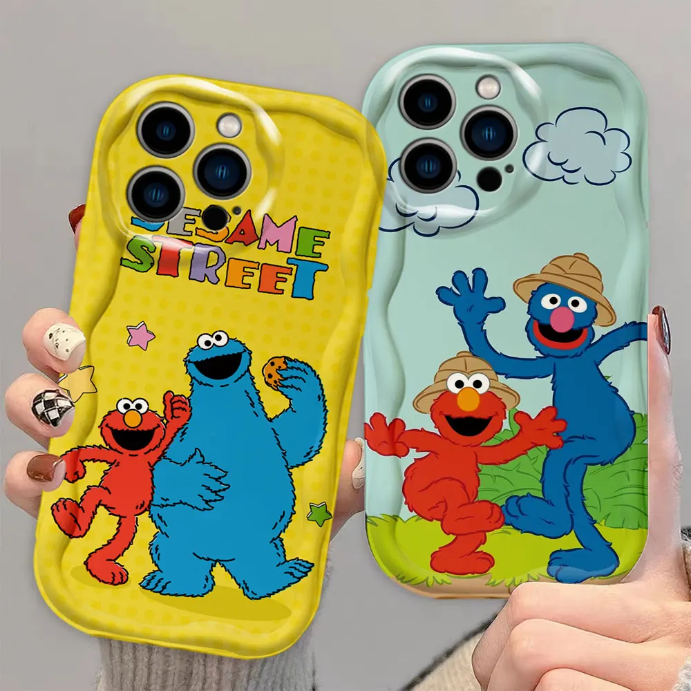 Funny s-Sesame Street Cookie 3D Wave Phone Case For Samsung Galaxy A15 A24 A25 A30 A32 A33 A33 A34 A52 A53 A54 A55 A71 A72 Case