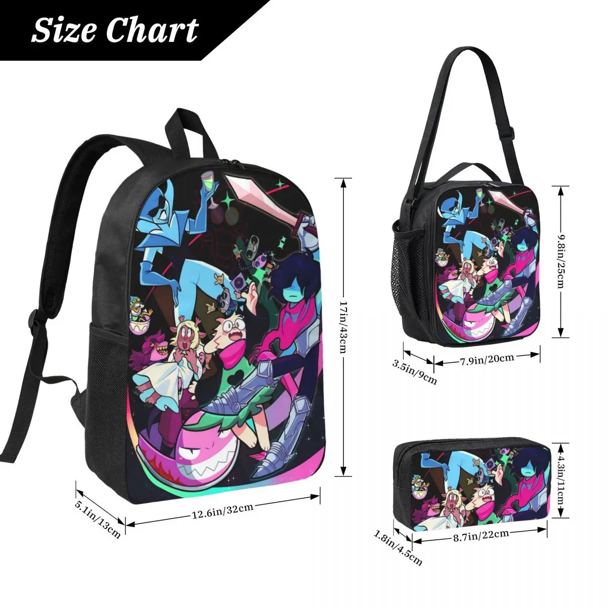 3Pcs Spamton X Tenna Deltarune Backpack Set for Boy Girl Pencil Boxes Bookbag Sets with Lunch Box For School Students Knapsack