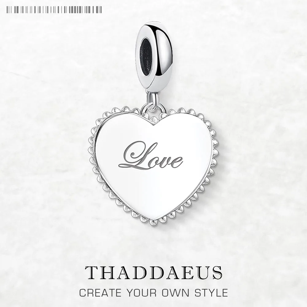 Love Heart Dangle Charm Pendant For Women Girls Romantic 925 Sterling Silver Jewelry