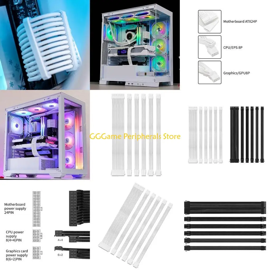 

U55B Computer Sleeved Power Extension Cords 1x24Pin/2x8Pin(4+4) /3x8Pin(6P+2P)