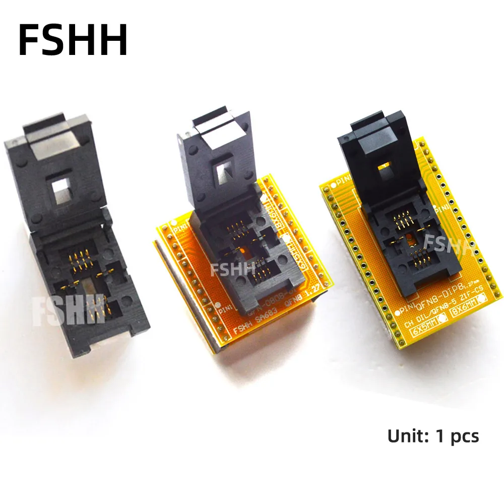 QFN-0808-01 Programmer Adapter for 25xxx spi flash QFN8 WSON8 DFN8 MLF8 to DIP8 Adapter test socket Pitch 1.27mm Size 6x8mm