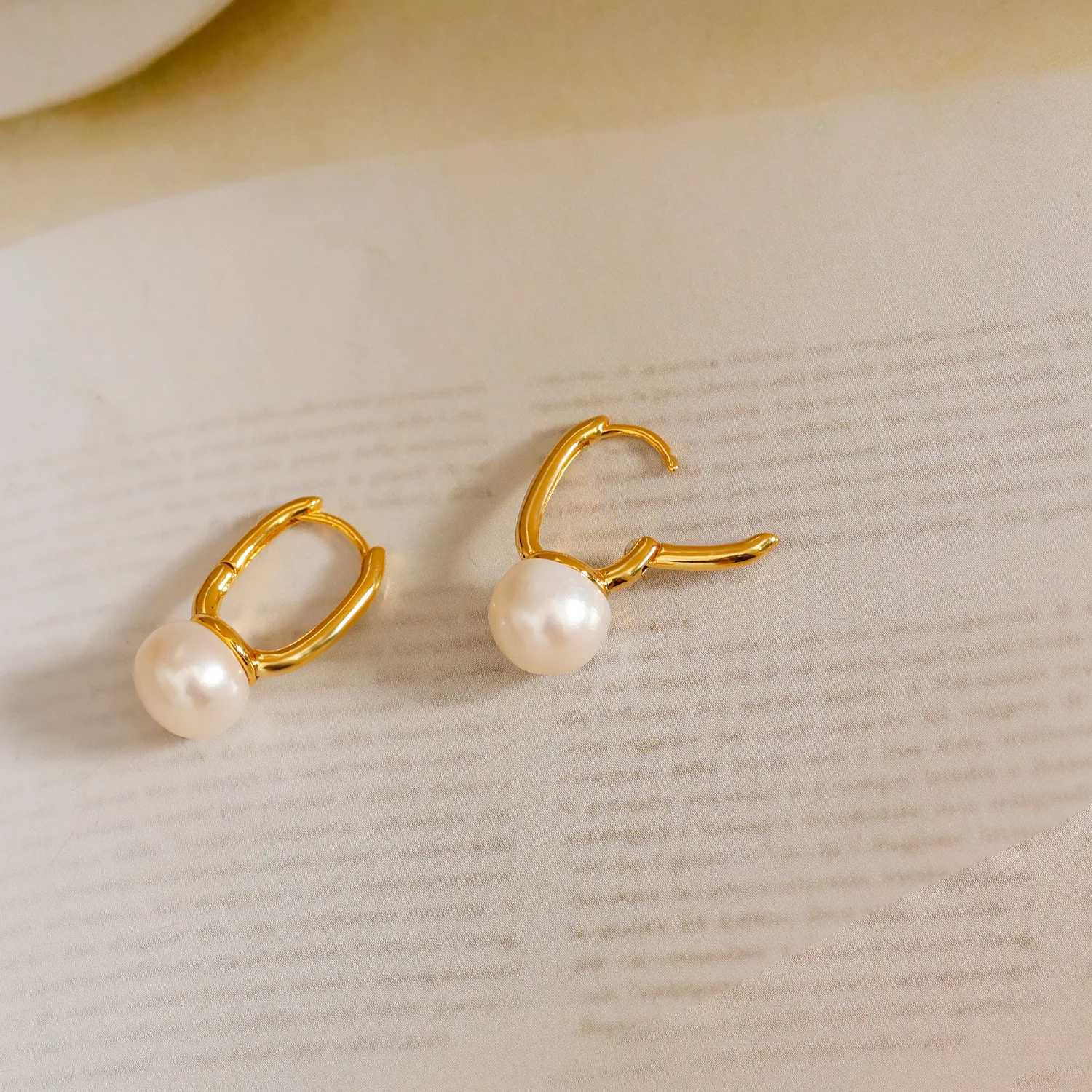 2024 New Brass Hook Ear Stud Earrings Natural Pearl W/Special Brass Parts Plated 16kGold Filled Korea Jewelry For Women Hotsale