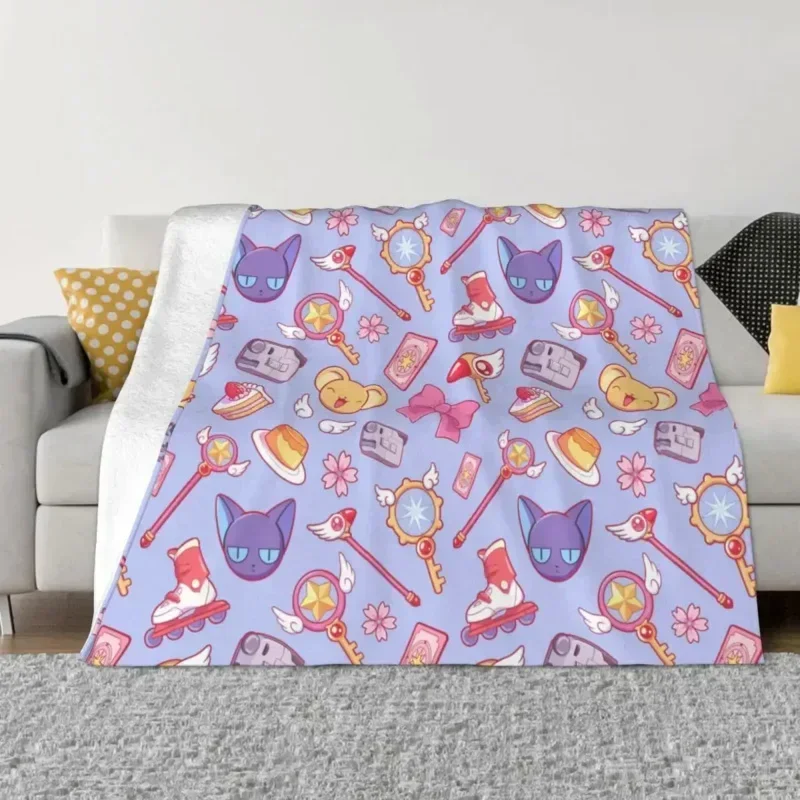 Cardcaptor Sakura Blankets Flannel Anime Cute Keroberos Japan Manga Super Warm Throw Blanket for Bedroom Sofa Bed Rug  grinch