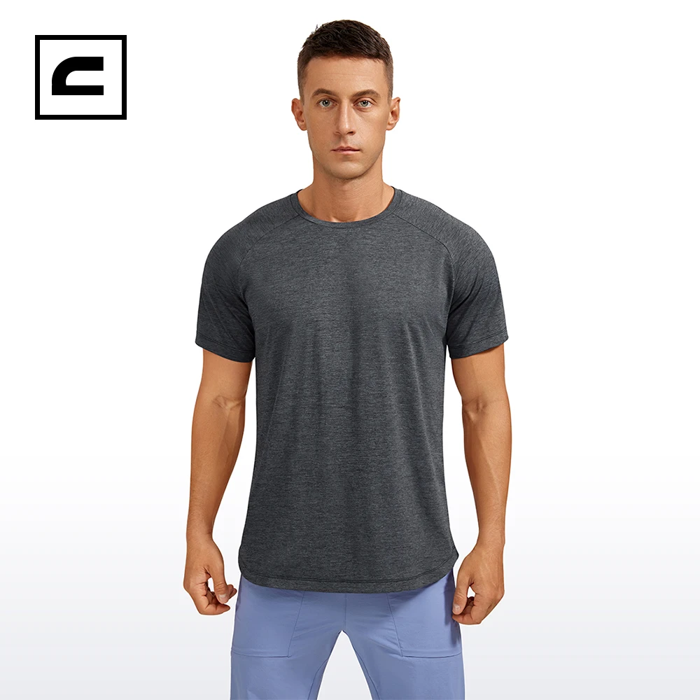 CRZ YOGAMen's Lightweight Short Sleeve T-Shirt Quick Dry Workout Running Athletic Tee Shirt Tops