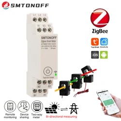 Zigbee Tuya 스마트 에너지 전력 모니터, 외부 전류 변압기, CT 380V, 415V, 50Hz, 60Hz, 3 상 100A