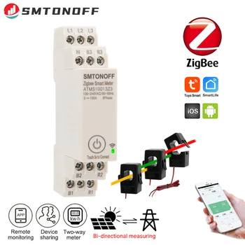 Zigbee Tuya Threee Phase 100A Smart Energy Power Monitor mit externem Stromwandler CT 380V /415V 50Hz 60Hz