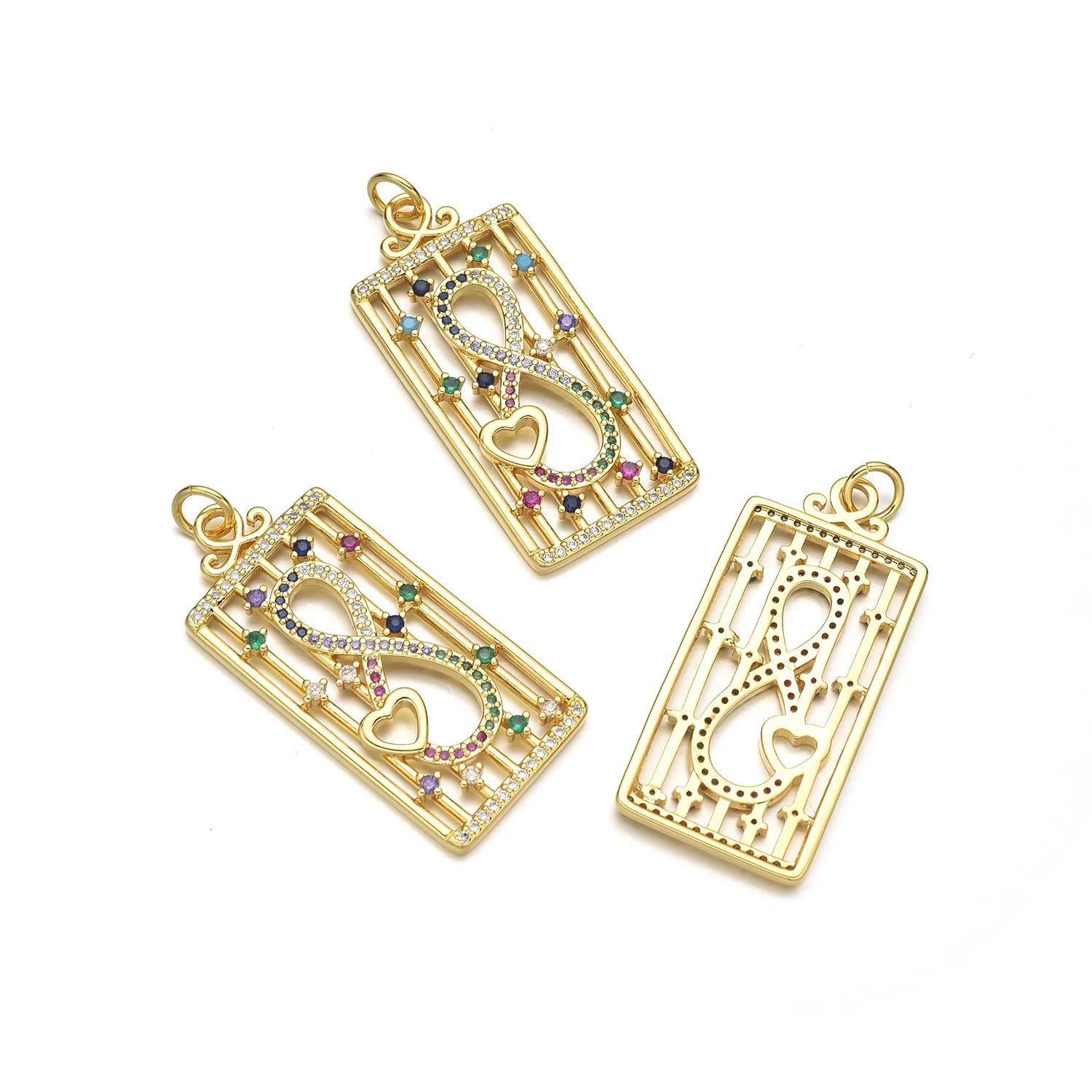 5 Pieces European and American Complex Rectangular Tarot Pendant Accessorie DIY Pearl Necklace Jewelry Making Material Wholesale