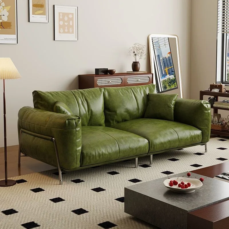Fabric retro matcha green, sofa small apartment Bauhaus, the choice of comfortable single chair