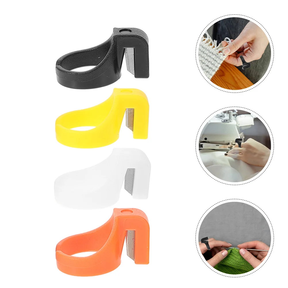 12pcs Plastic Thimble Sewing Ring Yarn Cutter Quilting Thread Cutter Diy Finger Cutting Tool For Crafting Sewing Fishing