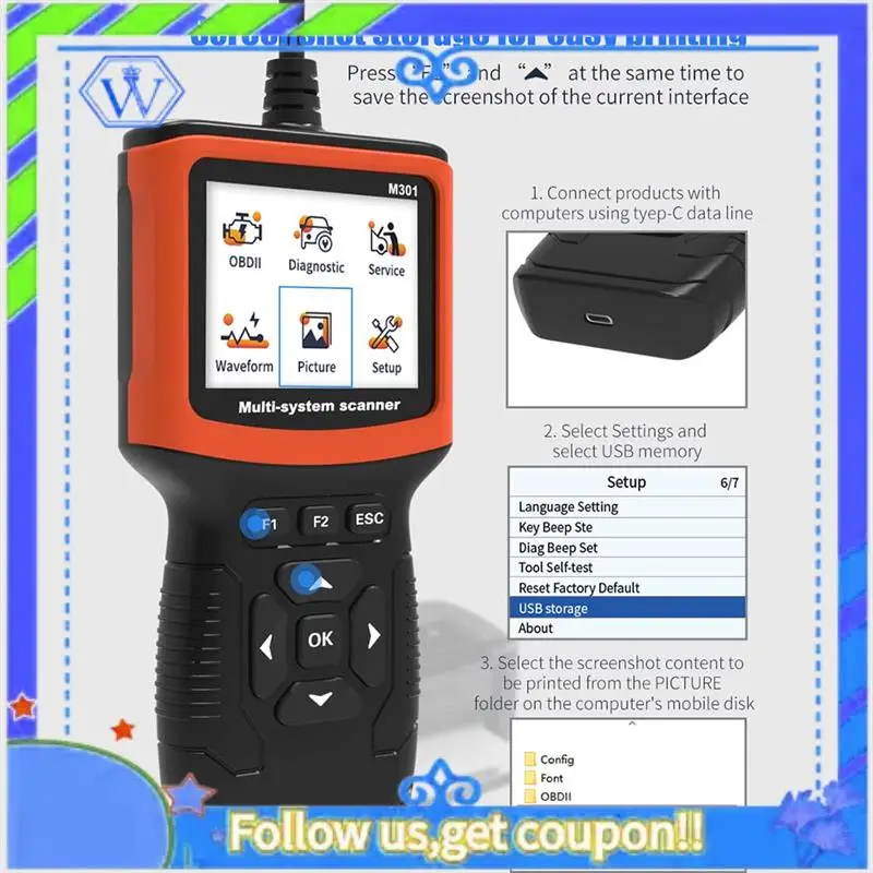 M46K-M301 OBD2 Car Code Reader Scanner For Time Test Automobile Fault Detector OBD II EOBD Code Reader Car Diagnostic Tool