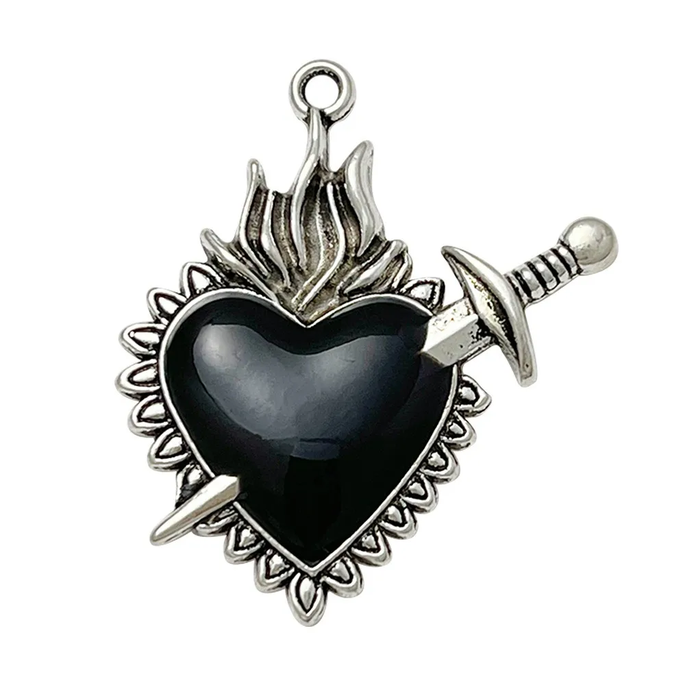 Diy Personalized Accessory Materials for Retro Dark Gothic Style Alloy Heart Series Pendants, Necklaces, Earrings and Ornaments