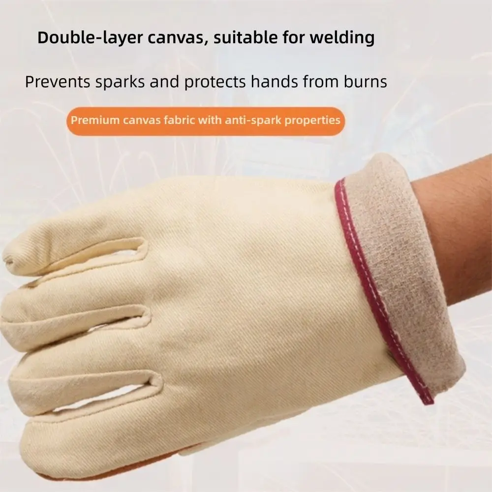 New Thick Welding Gloves Wear Resistant Canvas Safety Gloves High Temperature Resistance Labor Gloves