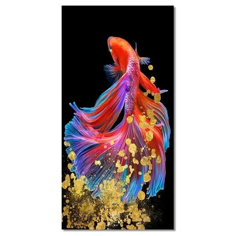 

CHENISTORY Oil Painting By Numbers Goldfish Animals For Handiwork On Canvas Diy Gift Paint Kit Picture Paint Wall Home Decors