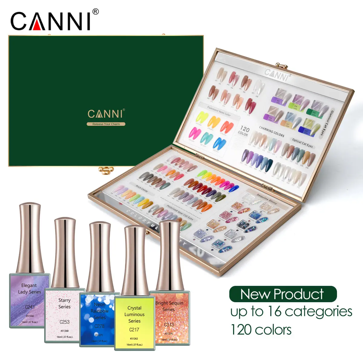 

CANNI Nail Gel Polish Kit Wholesale Price 16ml For Nail Salon Used Milky Rose Jelly Effect Neon Fluorescence Diamond Sparkle Gel