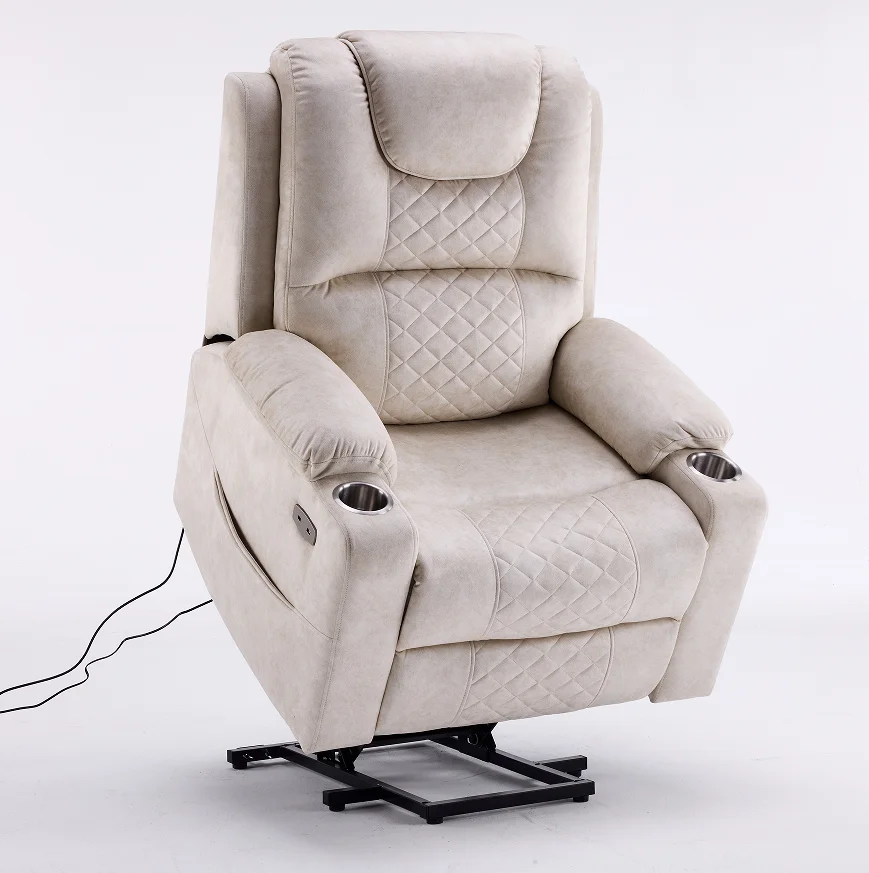 Oversized Modern Velvet Power Lift Recliner Massage Chair for Elderly Infinite Positions Single Living Room Bedroom Furniture