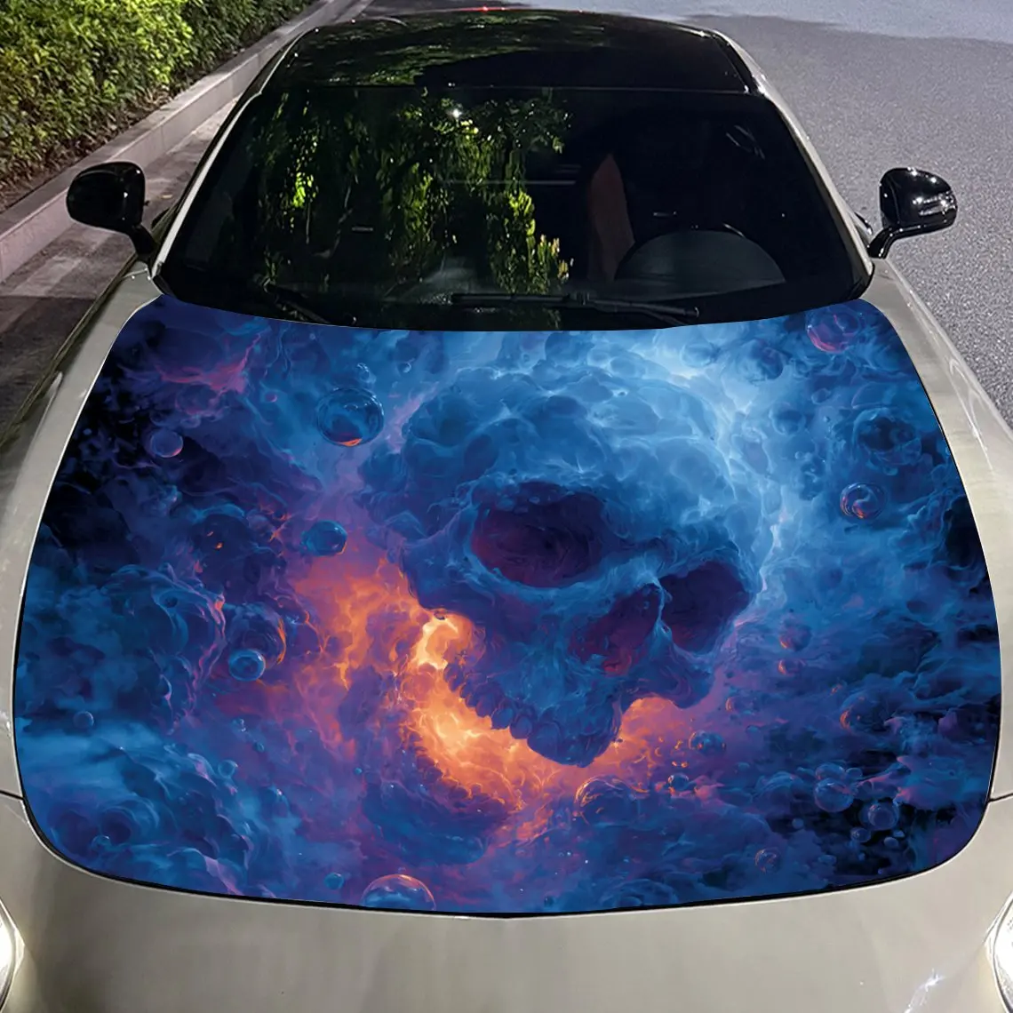 Autocollants crâne avec flammes dans sa bouche, autocollants pour couvertures de voiture, pour décorer les couvertures de voiture, autocollants en vinyle pour voitures, suv et