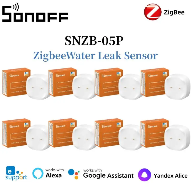 1-10PCS SONOFF SNZB-05P Zigbee Smart Water Leak Sensor Support Various Gateways Smart Home Support Ewelink Alexa Google Alice