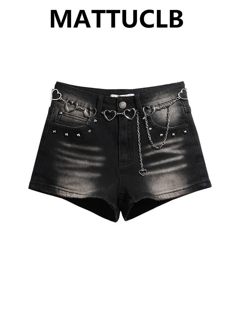 

Summer Women Goth Dark Academia Low Rise Jeans Shorts Denim Shorts Y2K 2000s Gyaru Coquette Japanese Harajuku Hot Pants Tide New